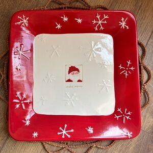 HALLMARK Festive Red and White Santa Square Platter